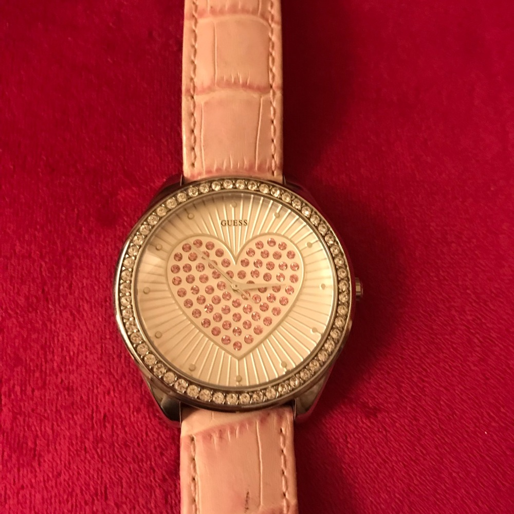 Pink Heart Rhinestone Guess Watch - Picture 2 of 7